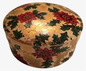 Vintage Christmas Paper Mache Coasters In Box - Christmas Day