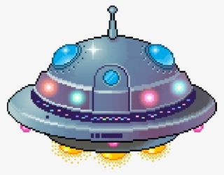 Pixel Space Ufo Spaceship Metal Lights Colors Alien - Pixel Ufo