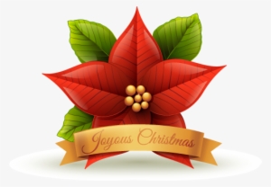 Joyous Christmas Clip Art Holiday Scrapbook - Poinsettia Png