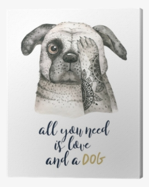 Watercolor Closeup Portrait Of Cute Dog - Watercolor Painting