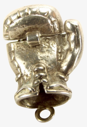 Vintage Silver Charm Boxing Glove Opens 2 Boxers In - Boxing