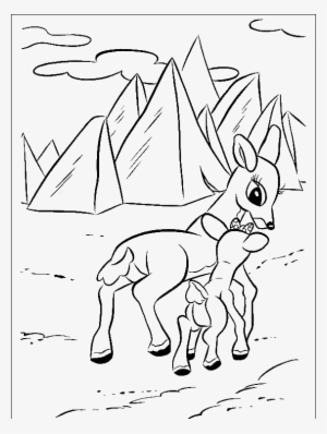 Baby Rudolph With Her Mother Coloring Pages - Coloring Book