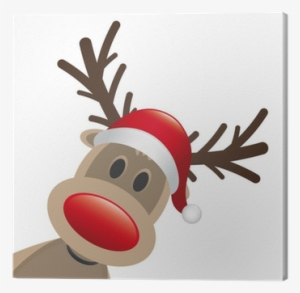 Rudolph Reindeer Red Nose And Hat Canvas Print • Pixers® - Renne Babbo Natale Rudolph