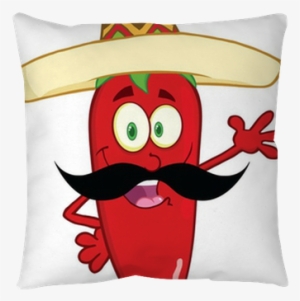 Chili Pepper With Mexican Hat And Mustache Waving For - Chilli Cartoon