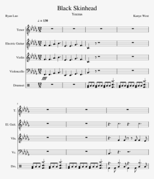Black Skinhead Sheet Music Composed By Kanye West 1 - Kanye West Black Skinhead Drum Sheet Music