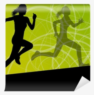 Active Women Sport Athletics Running Silhouettes Illustration - Sport Of Athletics