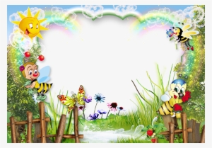 Childrens Photo Frame Summer Games - Vector