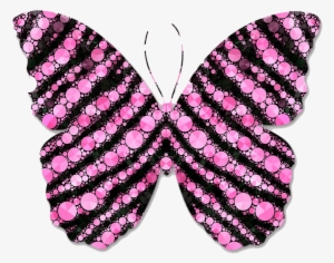 Pink And Black Circles Butterfly Clipart - Imagenes Rosa Y Negro