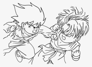 Goten Vs Trunks Lineart By Kiranbenning On - Dragon Ball Z Coloring Pages