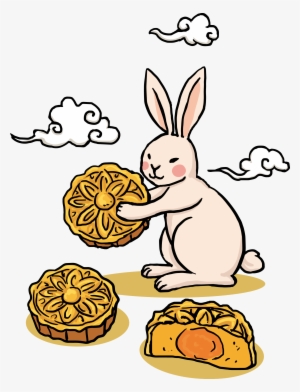 Vector Rabbit Line Art Banner Royalty Free - Moon Cake Festival Rabbit