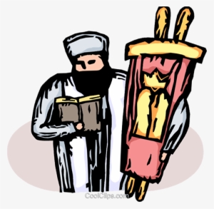 Rabbi With The Torah Royalty Free Vector Clip Art Illustration - Rabbi