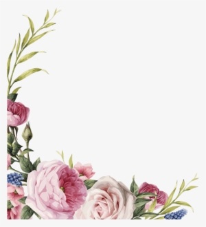 Corner Bouquet Of Flowers And Leaves - Floral Bohemian Border Png