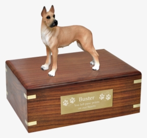 Great Dane Fawn Wood Urn With Engraved Plaque - Pug Urn