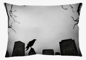 Horror Scene With Cemetery And Raven Silhouette Throw
