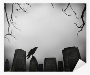 Horror Scene With Cemetery And Raven Silhouette Poster