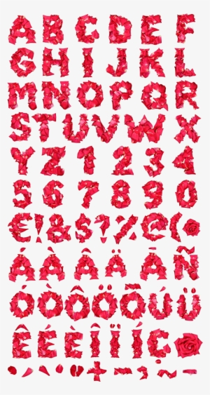 Red Rose Petals Font Alphabet - Petals Font