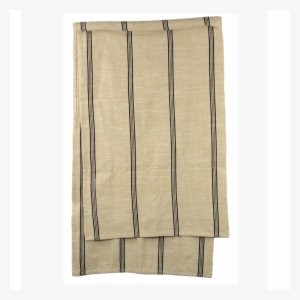Beige Cotton Table Runner With Black Stripes - Plank