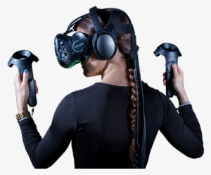 Htc Vive Lady Using Virtual Reality - Vive Virtual Reality Png