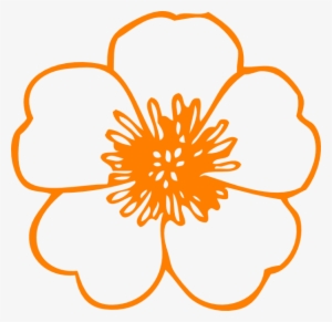 Orange Buttercup Flower Clip Art - Flower Clipart Black And White Outline