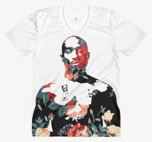 Tupac Floral Roses All Over Print Ladies T-shirt