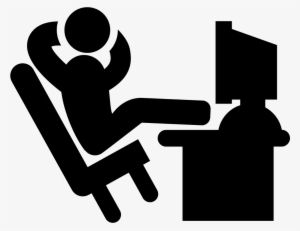 Comfortable Office Worker With His Legs Lying On The - Man At Computer Icon
