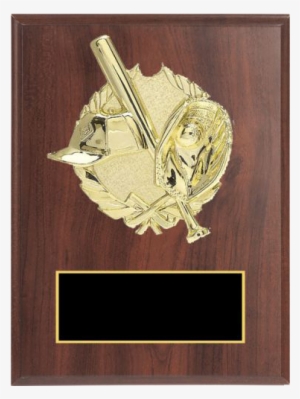 Cherry Finish Plaques W/ Gold Tone Wreath Reliefs