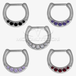 Surgical Steel Jewelled Septum Clicker With Cubic Zirconia - Cubic Zirconia