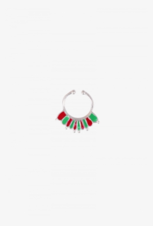 Red-green Silver Plated Nose Ring, Nose Pin - Emblem