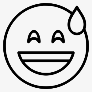 Smiling With Open Mouth And Cold Sweat Svg Png Icon - Smile Outline