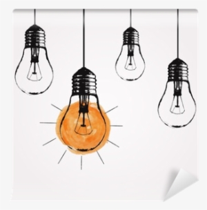 Vector Grunge Illustration With Hanging Light Bulbs - Illustration