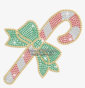 Quality Iron-on Christmas Candy Cane Rhinestone Transfer