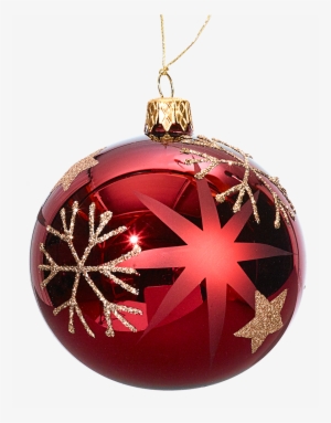 Glass Bauble Red With Golden Stars And Flakes, 8cm - Rothenburg Ob Der Tauber