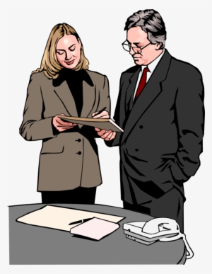 Vector Illustration Of Businesswoman And Man Standing - Businessperson