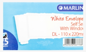 Marlin Envelopes Dl White With Window 25's Self Seal - Marlin White Dl Self Seal Non Window Envelope - 25
