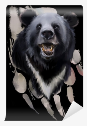 Head Of A Black Bear Watercolor Painting Wall Mural - Watercolor Painting