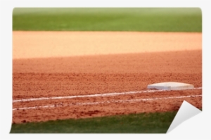 First Base Featured In Empty Baseball Field Wall Mural - Baseball Field