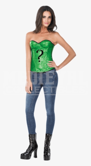 Adult Riddler Sequin Corset - Riddler Green Sequin Womens Corset