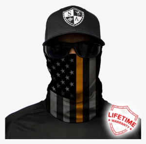 Thin Gold Line Flag Face Shield Lightweight Bandana - Mahi Skin Face Shield