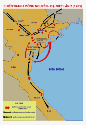 Map Depicting Mongol Campaign In Đại Việt In The North - Cuộc Kháng Chiến Chống Quân Mông Nguyên Lần 2
