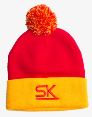 Red And Gold Winter Pom Hat - Hat