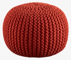 Celebration Hand Knitted Pure Cotton Braid Pouf (orange)