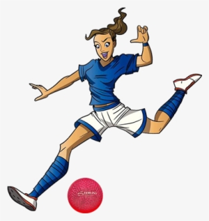 Kickball - Cartoon Girl Playing Football