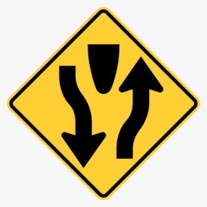 Open - Divided Highway Ahead Sign