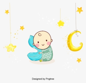 Vector Cute Baby, Cute Clipart, Baby Clipart, Cute - Adesivo De Estrela E Lua