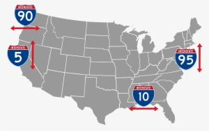 Numerically, Odds Run North/south And Evens East/west, - Us Map Vector Png