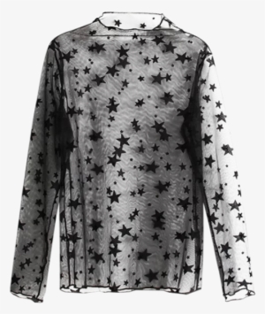 Cute Star See-through Blouse - Half Transparent Blouse