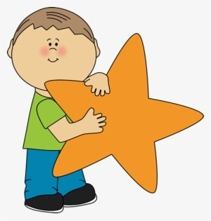 An Orange Star Clip Art Image Little Boy Holding A - Kid Star Clipart