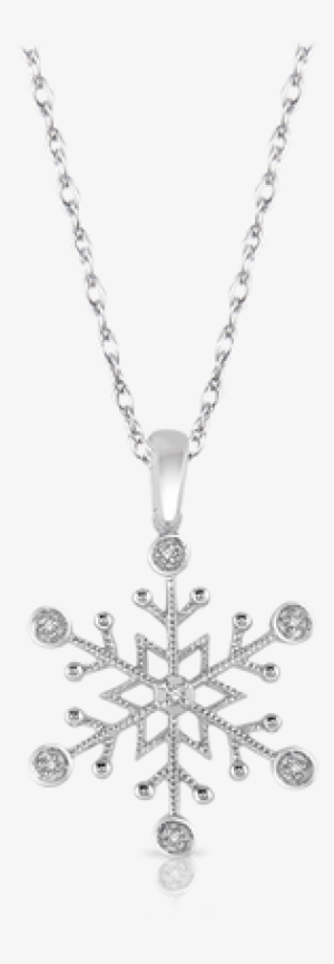 Diamond Snowflake Pendant In White Gold - Pendant
