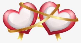 Valentine Transparent Two Heart - Two Heart With Ribbon Png