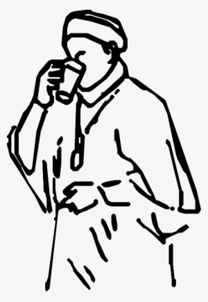 Outline, People, Man, Male, Drinking, Mayor, Festive - Sketsa Orang Minum Kopi